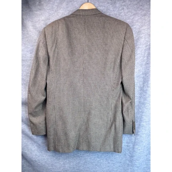 Mens Canali Blazer Silk Wool 42L Italy Jacket Sport Coat Tan Micro Check Texture Suits